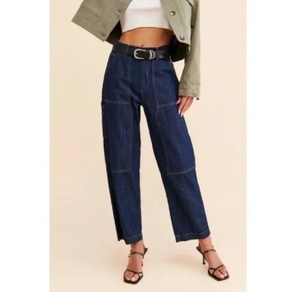 Edwin Bailee Worker Pant Carpenter Utility Jeans Rinse Dark Wash NWT Size 33